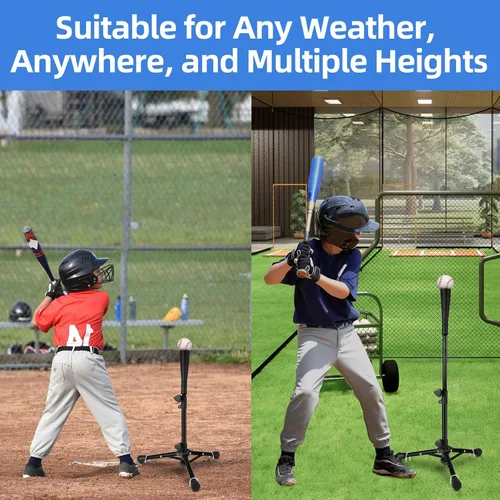 Vista 7 de Baseball Tee For Kids, Easy Adjustable Batting Tee From 20.85 to 31.30 Inches. Foldable and Stable Baseball Tees for Hitting with Portable Bag.