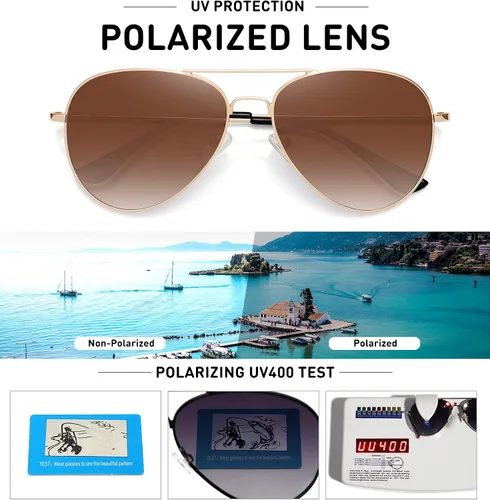 Vista 4 de WOWSUN Gafas de sol polarizadas clásicas de aviador para mujeres y hombres
