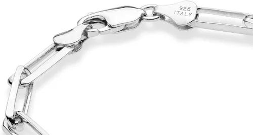 Vista 2 de Miabella Pulsera de plata de ley 925 maciza italiana de 0.197 in con eslabones de clip para mujeres y hombres, fabricada en Italia
