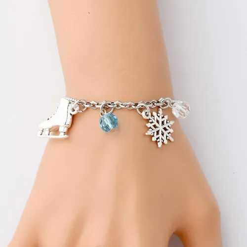 Vista 4 de UJIMS Pulsera con dije de hielo, regalo para amantes del anime, regalo de patinaje artístico para mejores amigos, amantes del patinaje, regalos