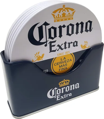 Vista 5 de Juego de 6 posavasos Corona con soporte de metal de pie, escena marina