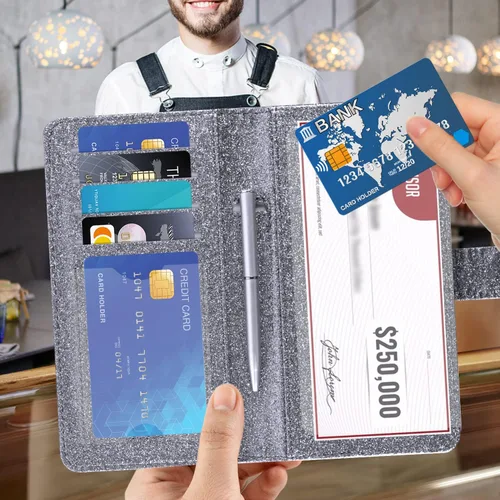 Vista 2 de ACdream Checkbook Cover, Leather RFID Blocking Check Book Wallet
