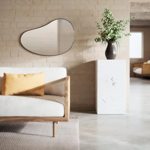 Vista 7 de Umbra Espejo de pared Pebble de 24 x 36 pulgadas, diseño moderno, titanio