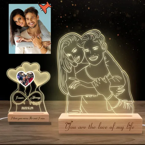 Vista 8 de Lámpara de nombre de ilusión 3D personalizada, lámpara de corazón personalizada con letrero de nombre, luz nocturna LED acrílica personalizada