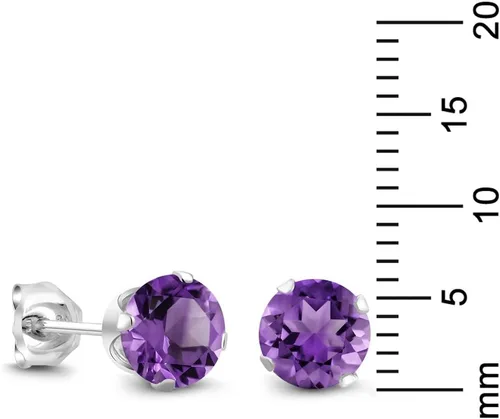 Vista 90 de Gem Stone King Aretes redondos de plata de ley 925 con piedra natal de 0.236 in para mujer