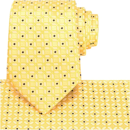 Vista 40 de KissTies Mens Checkered Tie Set Solid Color Festive Necktie + Pocket Square