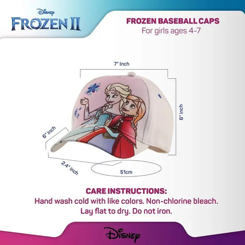 Vista 7 de Disney Gorra de béisbol, Frozen Elsa & Anna ajustable para niños de 4 a 7 años, Blanco