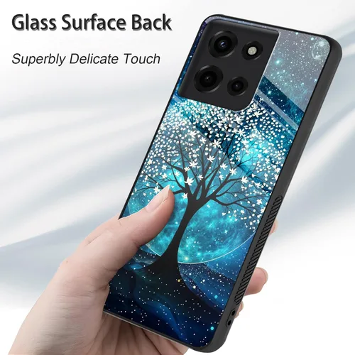 Vista 345 de Funda para Motorola Moto Edge 2022, cubierta trasera de vidrio templado con protector de pantalla, funda protectora a prueba de golpes para Motorola