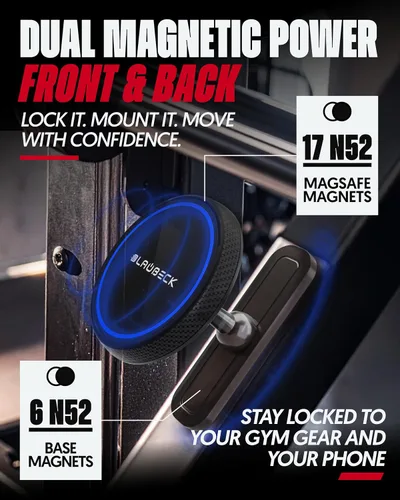 Vista 2 de Soporte magnético de teléfono para gimnasio para accesorios MagSafe, soporte de doble imán para iPhone 17 y Android compatible con soporte MagSafe