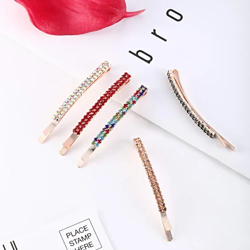 Vista 5 de Yaomiao 16 horquillas de diamantes de imitación de doble fila, pinzas decorativas para el cabello, horquillas de cristal de diamante para mujeres