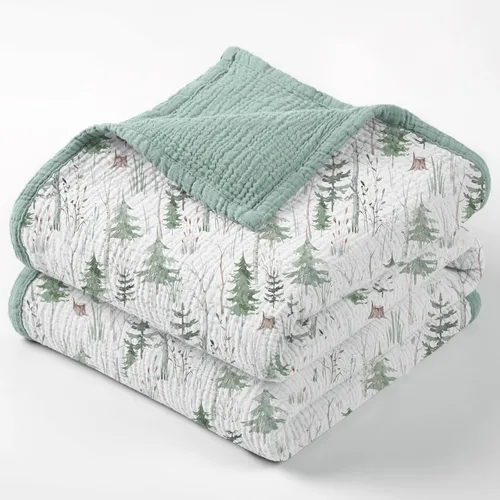 Vista 12 de lulumoon Manta de muselina neutra para bebé, ropa de cama de algodón transpirable para cuna para niños pequeños, 4 capas suaves y ligeras