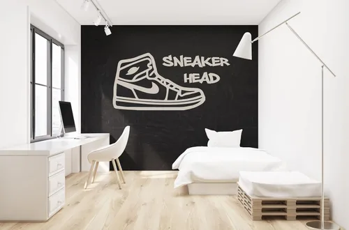 Vista 6 de Calcomanía de pared de vinilo con silueta de tenis – Decoración personalizable para el hogar o la pared de zapatos – Decoración de pared
