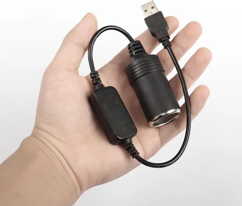 Vista 5 de CERRXIAN Cable de alimentación adaptador de toma de mechero de cigarrillos de 12V 8W macho USB A de 1 pie para cámara de salpicadero, GPS, tiras