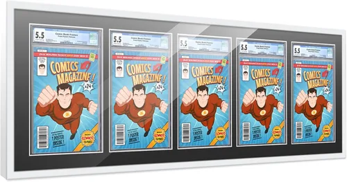 Vista 24 de Poster Palooza Marco de cómics con paspartú para 1 cómic de grado CGC, CBCS o PGX, marco de cómic de bronce para cómic de 8.125 x 13 pulgadas