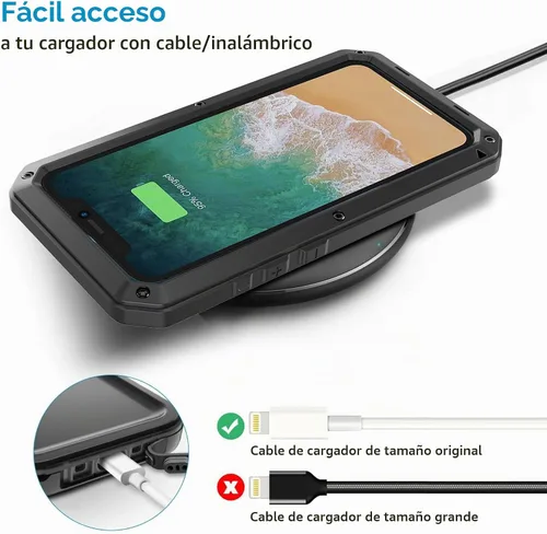 Vista 5 de Compatible con iPhone 15 Pro Max, funda protectora de cuerpo completo 360, resistente a los golpes, funda de metal de aleación de aluminio con Negro