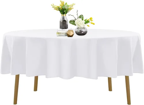 Vista 82 de Mantel de poliéster lavable de 132 pulgadas, resistente a las manchas y a las arrugas, mantel decorativo para mesa de comedor, fiestas de bufé