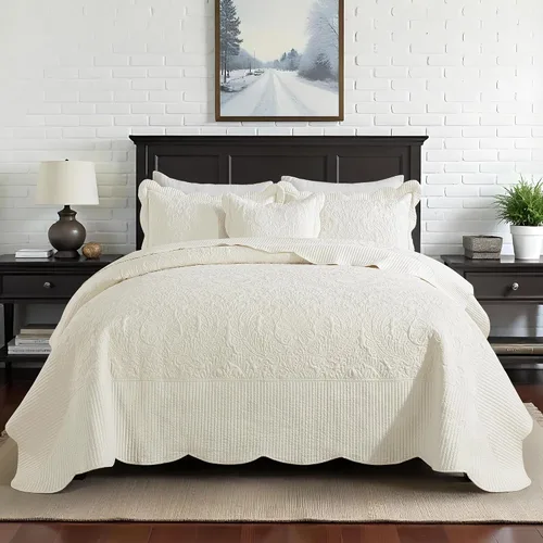Vista 30 de HoneiLife Juego de ropa de cama tamaño Queen, juego de edredón de microfibra para cama Queen, colchas ligeras de 3 piezas, edredones reversibles