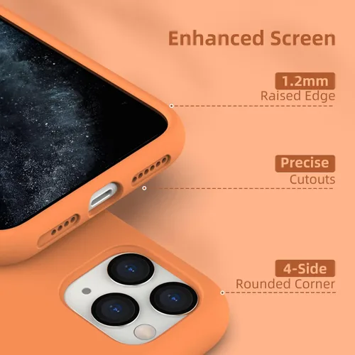 Vista 3 de Funda de silicona líquida compatible con iPhone 11 Pro Max, color naranja [Protección contra caídas]