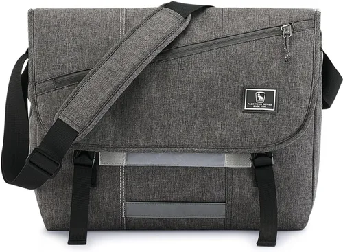 Vista 15 de OIWAS Bolsa tipo mensajero para hombre, 14 pulgadas, bolsa cruzada para computadora portátil, bolsa de hombro, bolsa de hombro para universidad