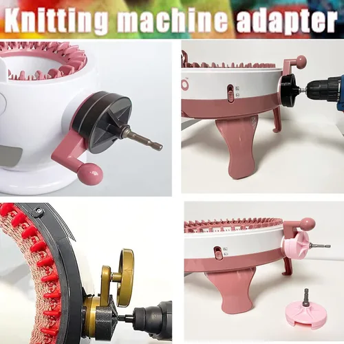 Vista 5 de Adaptadores de máquina de tejer, adaptador de corriente de punto rápido con broca de acero hexagonal, adaptador de manivela para máquina de tejer