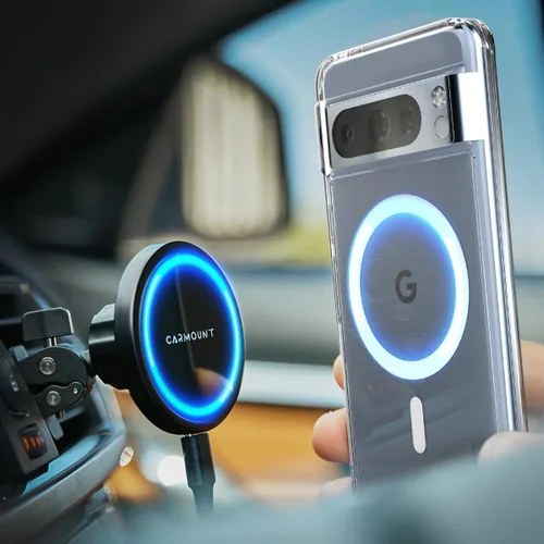 Vista 5 de ENCASED Funda magnética diseñada para Google Pixel 8 Pro, compatible con carga MagSafe y accesorios (transparente)