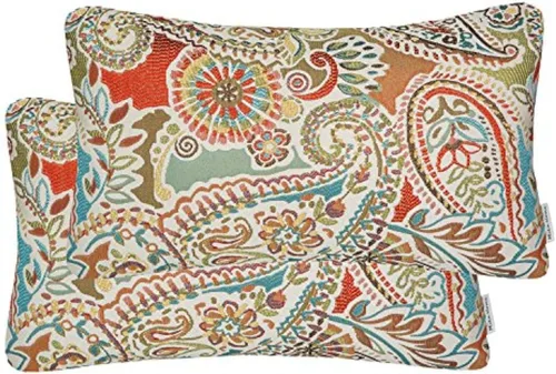 Vista 12 de Mika Home Paquete de 2 Fundas de Almohadas Decorativas Fundas de Cojines, Patrón Paisley, 18X18 Pulgadas, Azul Marrón Crema Multicolor