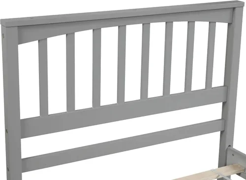 Vista 5 de MERITLINE Cama de plataforma de tamaño individual, marco de cama individual de madera, gris