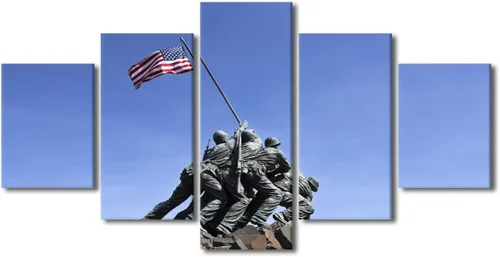 Vista 23 de Arte de pared para sala de estar, imágenes de la bandera estadounidense, impresión en lienzo, arte de pared militar de Estados Unidos de la Segunda