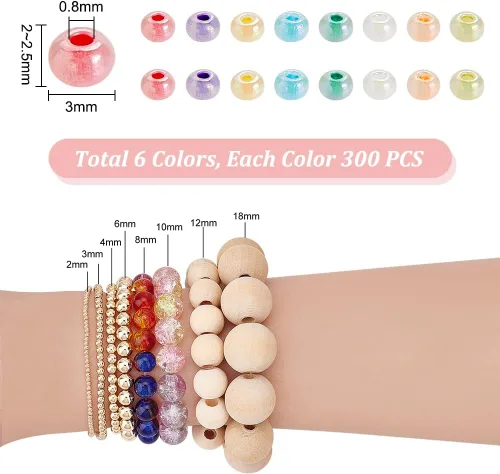 Vista 6 de PH PandaHall 1800 piezas Cuentas de semillas de fantasía nubladas de 6 colores 3mm Cuentas de vidrio cremoso Cuentas redondas para la cintura