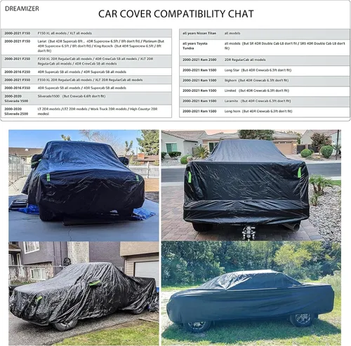 Vista 6 de DREAMIZER Funda para automóvil compatible con Toyota Tacoma 2016-2022 2023, funda impermeable para todo tipo de clima, cubierta completa