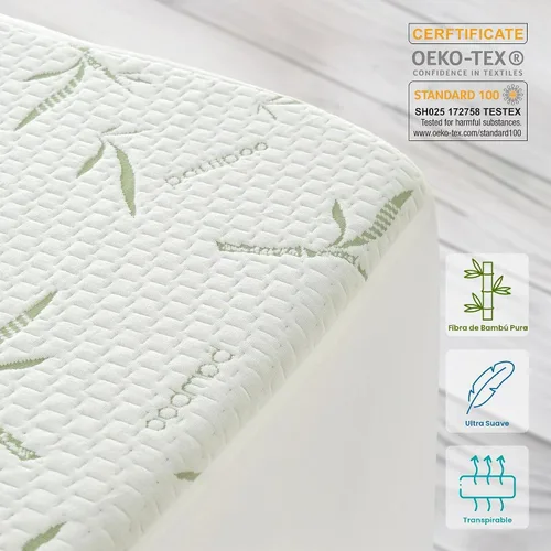 Vista 3 de Hannah Linen Protector de colchón de bambú, 100% impermeable, funda de colchón individual – Funda de colchón de bolsillo profundo ajustable de hasta