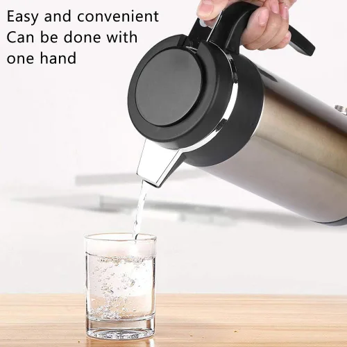 Vista 2 de Calentador de agua para automóvil de 12 V, calentador de taza de viaje de calentamiento rápido, acero inoxidable, eléctrico, 40.6 fl oz
