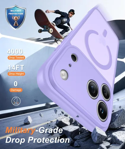 Vista 20 de FNTCASE Funda para iPhone 17 Pro: Fundas delgadas translúcidas de color azul claro compatibles con MagSafe, protección completa de la cámara