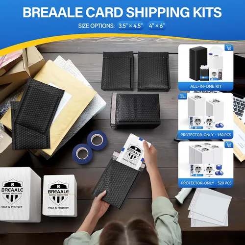 Vista 7 de Kit de envío de tarjetas intercambiables, paquete de 520 – Protectores de envío de tarjetas de 3.5 x 4.5 pulgadas con 4 rollos de cinta de pintor