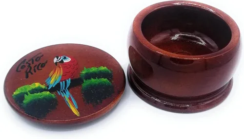Vista 15 de Joyero de madera - Decoración pintada a mano - Juego de 1 joyero auténtico de la selva tropical costarricense - Artesanal - Estuche
