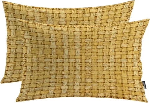 Vista 16 de Shrahala Juego de 2 fundas de almohada decorativas de granja rústica, paquete de 2, fundas de almohada de estilo rústico con textura de cesta tejida