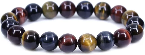 Vista 41 de Amandastone Pulsera elástica de cuentas redondas de 0.394 in con piedras preciosas naturales de 7 pulgadas Bloodstone africano
