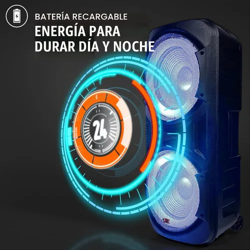 Vista 6 de QFX PBX-2012 Dual 12 "Bluetooth portátil recargable Karaoke PA altavoz fuerte partido con luces LED círculo