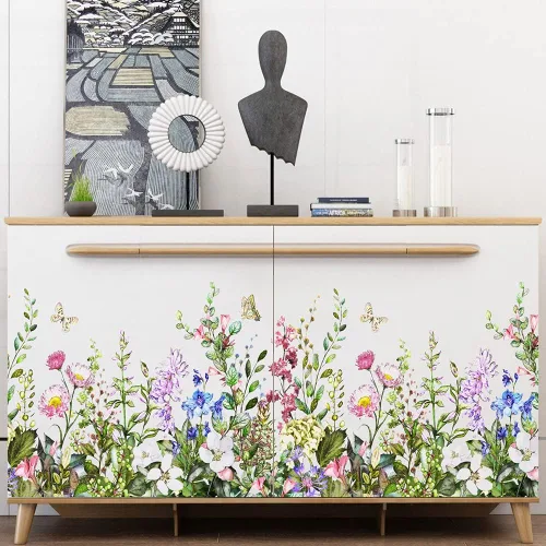 Vista 2 de Pegatina de pared de mariposas de flores coloridas para dormitorio, sala de estar, TV, sofá, fondo