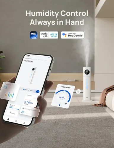 Vista 4 de DREO HM735S - Humidificador inteligente de 11 L, habitación grande, 700 pies cuadrados, humidificadores de aire de niebla fría 100H para dormitorio