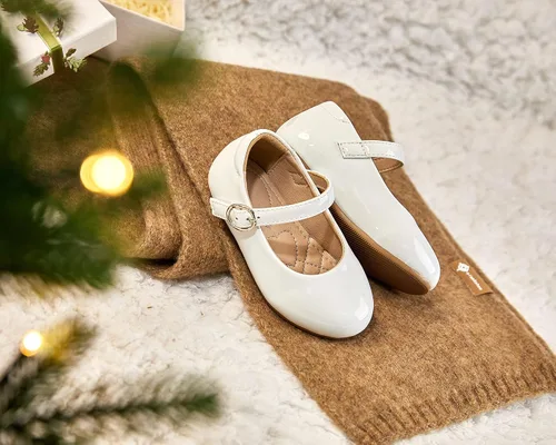 Vista 4 de ESTINE Mary Jane - Zapatos planos para niños pequeños, bebés, niñas, vestido brillante, zapatos de ballet de princesa