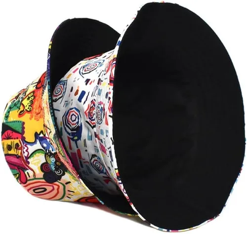 Vista 5 de Quanhaigou Sombrero de pescador para hombres y mujeres, sombreros de sol estampados reversibles, para pescador, para exteriores, verano, viajes