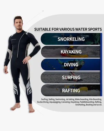 Vista 5 de Seaskin Trajes de neopreno para hombres y mujeres de 3 mm con cremallera frontal, traje de neopreno completo