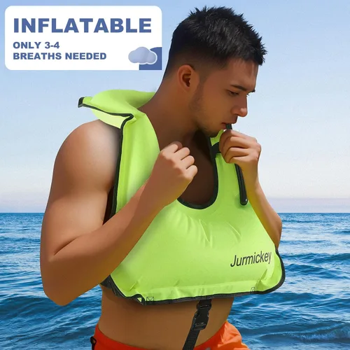 Vista 4 de Chaleco inflable de esnórquel para adultos, chaqueta de esnórquel portátil, chaleco de flotabilidad para esnórquel, natación, kayak, canotaje, carga