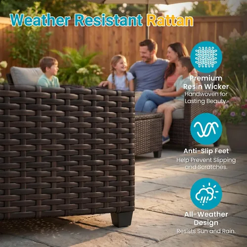 Vista 3 de FansaFurn Juego de muebles de mimbre para patio de 4 piezas para todo tipo