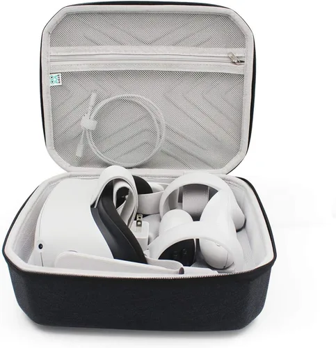 Vista 2 de Diseño para Oculus Quest 2 - Funda rígida de viaje para Oculus Quest 2 Funda de almacenamiento impermeable para Quest 2 con correa Elite