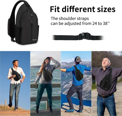 Vista 5 de MAYLISACC Bolso bandolera bandolera para hombres y mujeres, mochila con múltiples bolsillos para viajes, senderismo, mochila de pecho con llavero