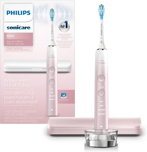 Vista 11 de Philips Sonicare 9000 Edición Especial Cepillo de dientes recargable, Negro/Morado, HX9911/91 1000% More Plaque Removal¹, Visual Pressure Sensor