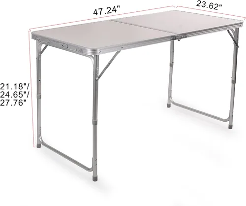 Vista 3 de H&B Luxuries Mesa de camping plegable de aluminio ajustable de altura portátil con asa de transporte FT-ACFT1