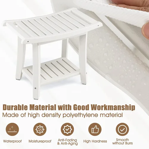 Vista 4 de COSTWAY Banco de ducha para ducha interior, taburete impermeable para Blanco cremoso